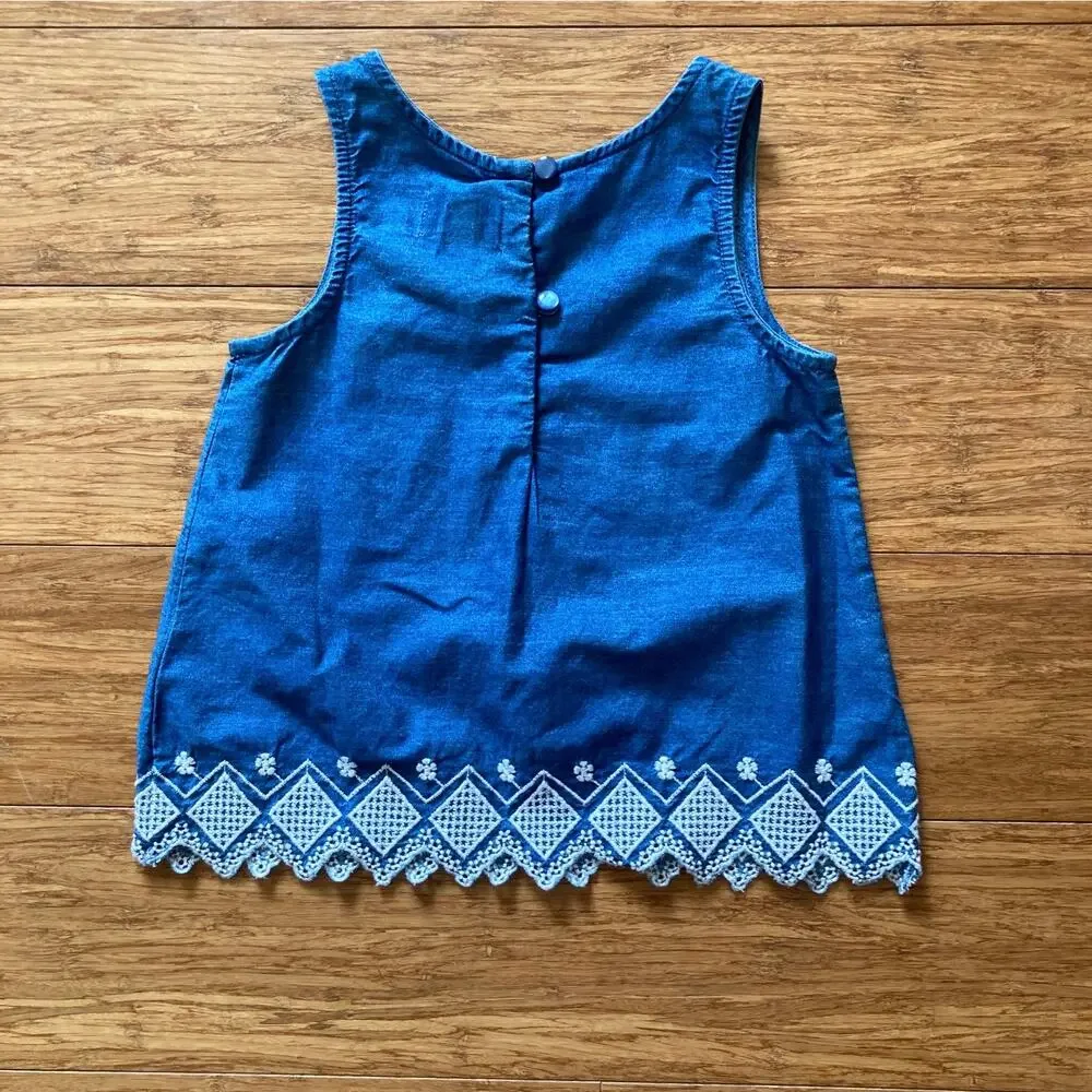 Old Navy Blue Embroidered Tunic Top, Size 2T